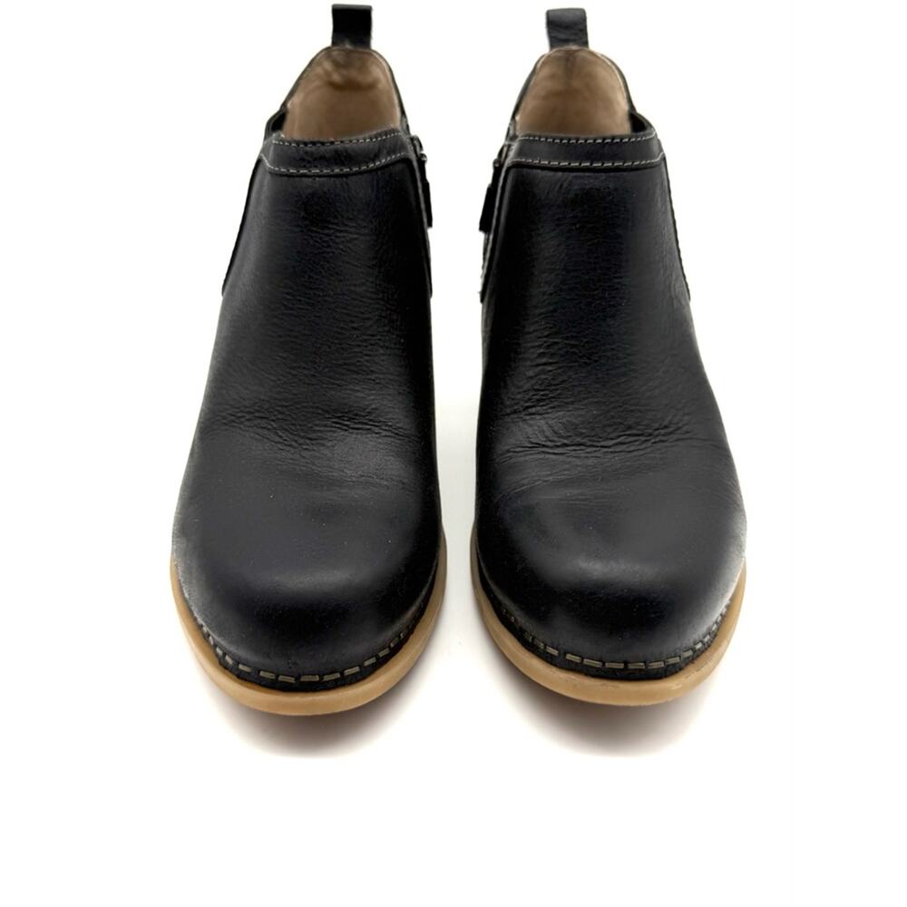 Dansko Harlene Black Leather Bootie Block Heel Ankle Boots EU 36 US 5.5-6 - Picture 2 of 14